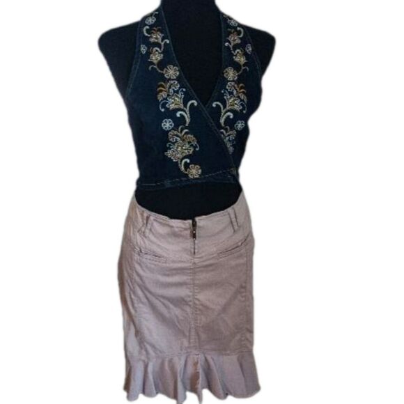 Forever 21 Denim Wrap Halter Top - Picture 3 of 8